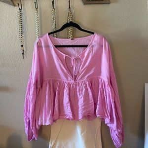 Pink free people top